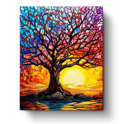 Vibrant Sunset Tree - Meditation - Judy Paint