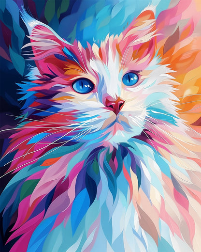 Vibrant Whiskers Cat - Abstract Animals - Judy Paint