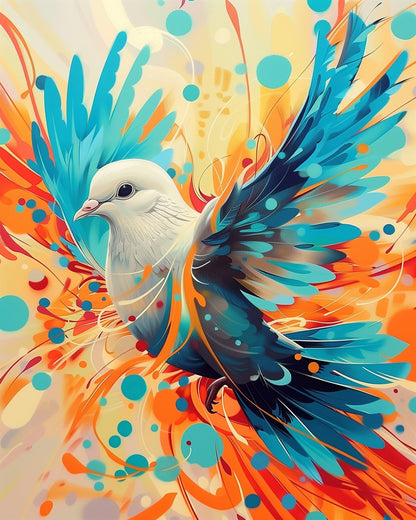 Vibrant Winged Dove - Abstract Animals - Judy Paint