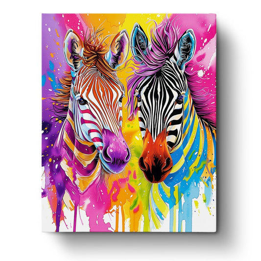 Vibrant Zebra Duo - Abstract Animals - Judy Paint
