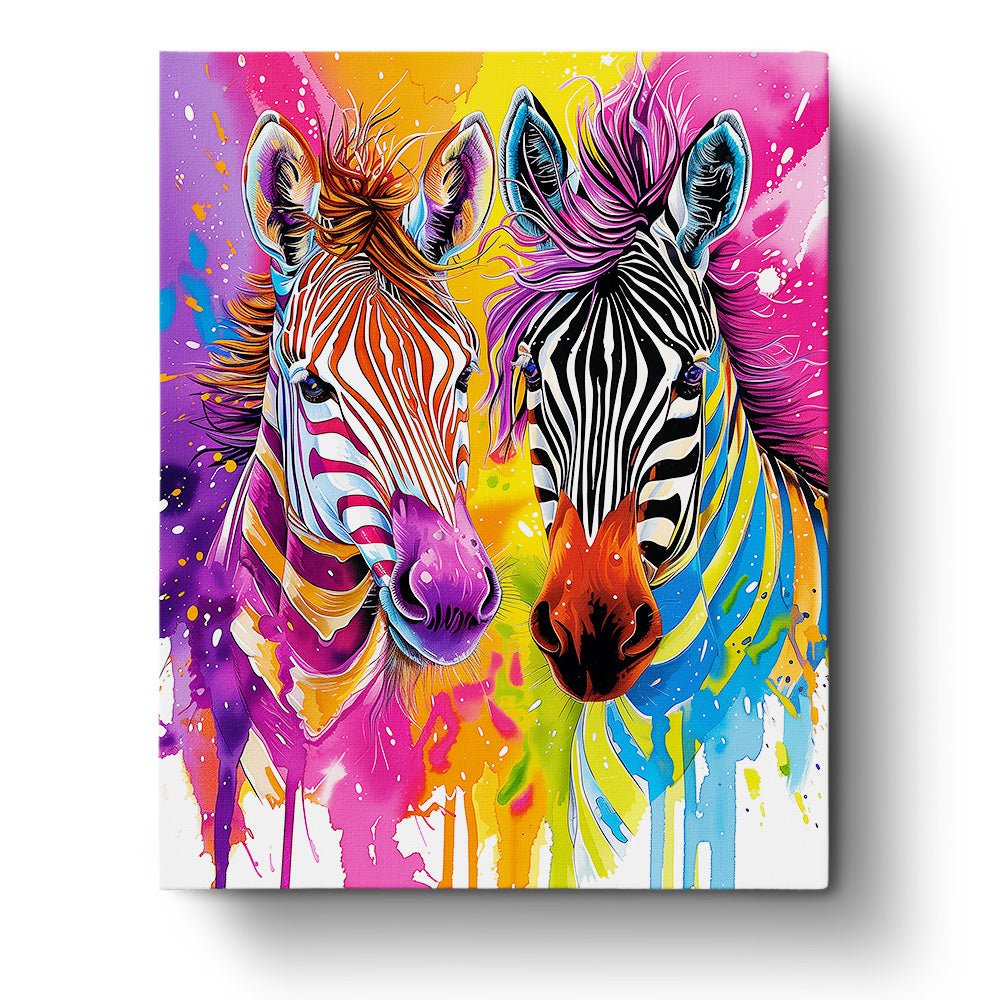 Vibrant Zebra Duo - Abstract Animals - Judy Paint