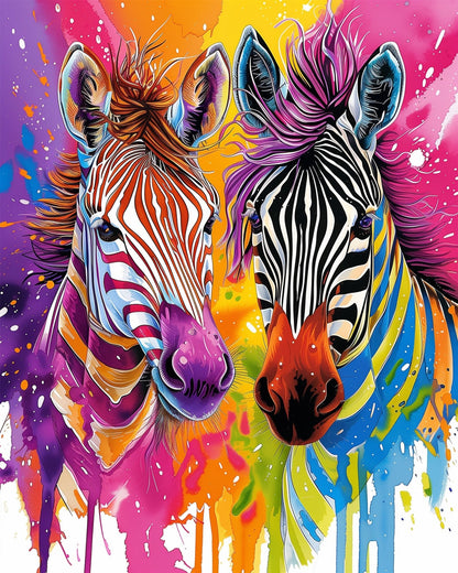 Vibrant Zebra Duo - Abstract Animals - Judy Paint