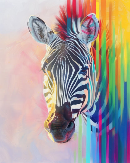 Vibrant Zebra Portrait - Abstract Animals - Judy Paint