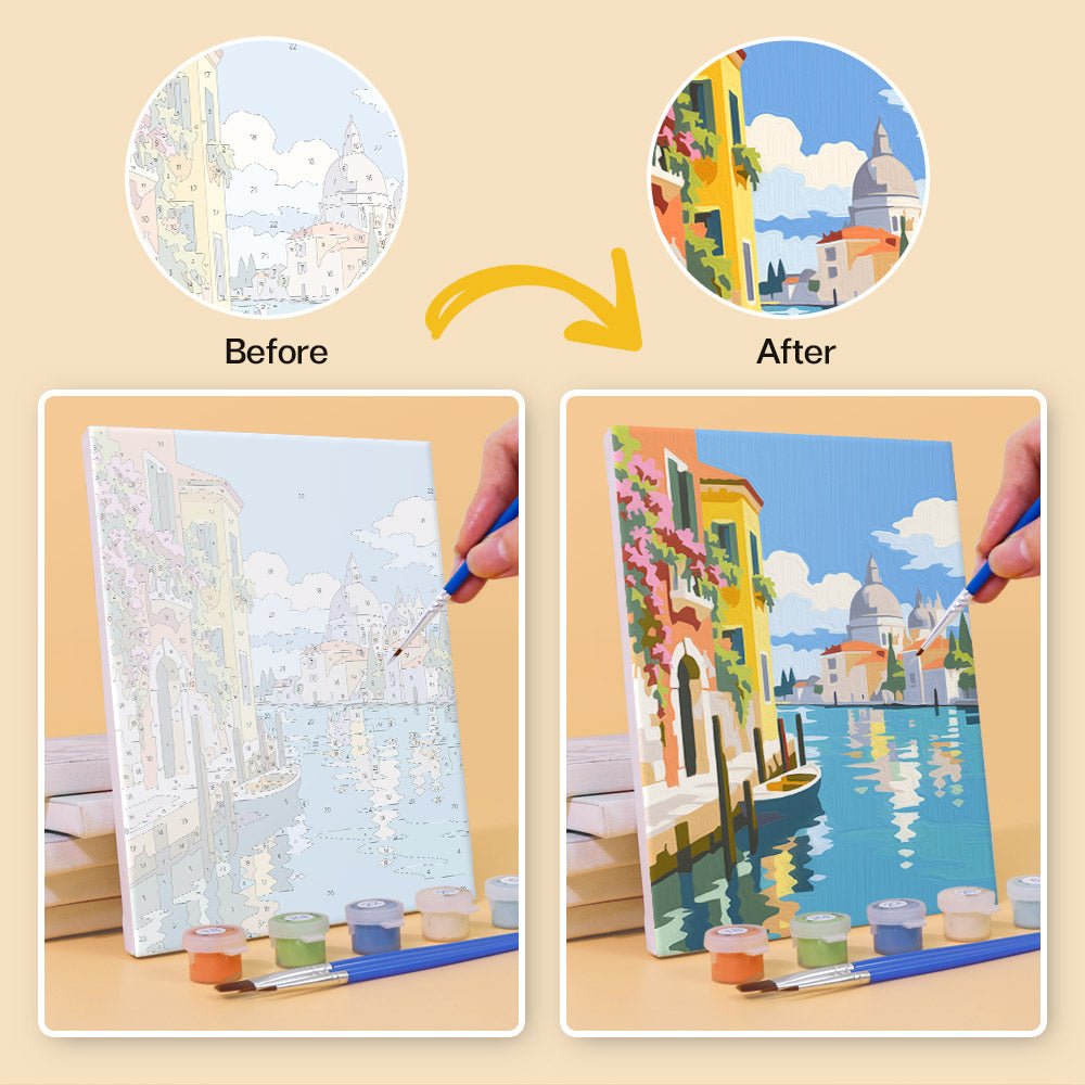 Before and after painting by numbers