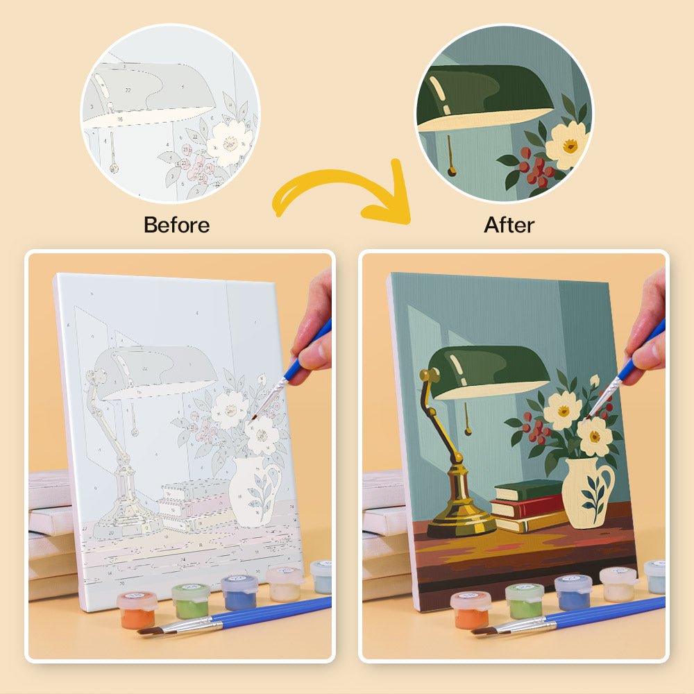 Before and after painting by numbers