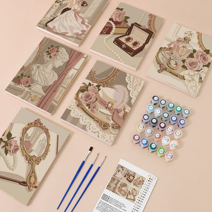 Everything in the Vintage Romance mini painting kit