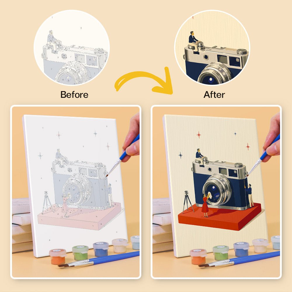 Before and after painting by numbers