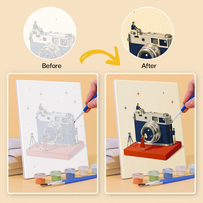 Before and after painting by numbers