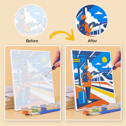 Before and after painting by numbers