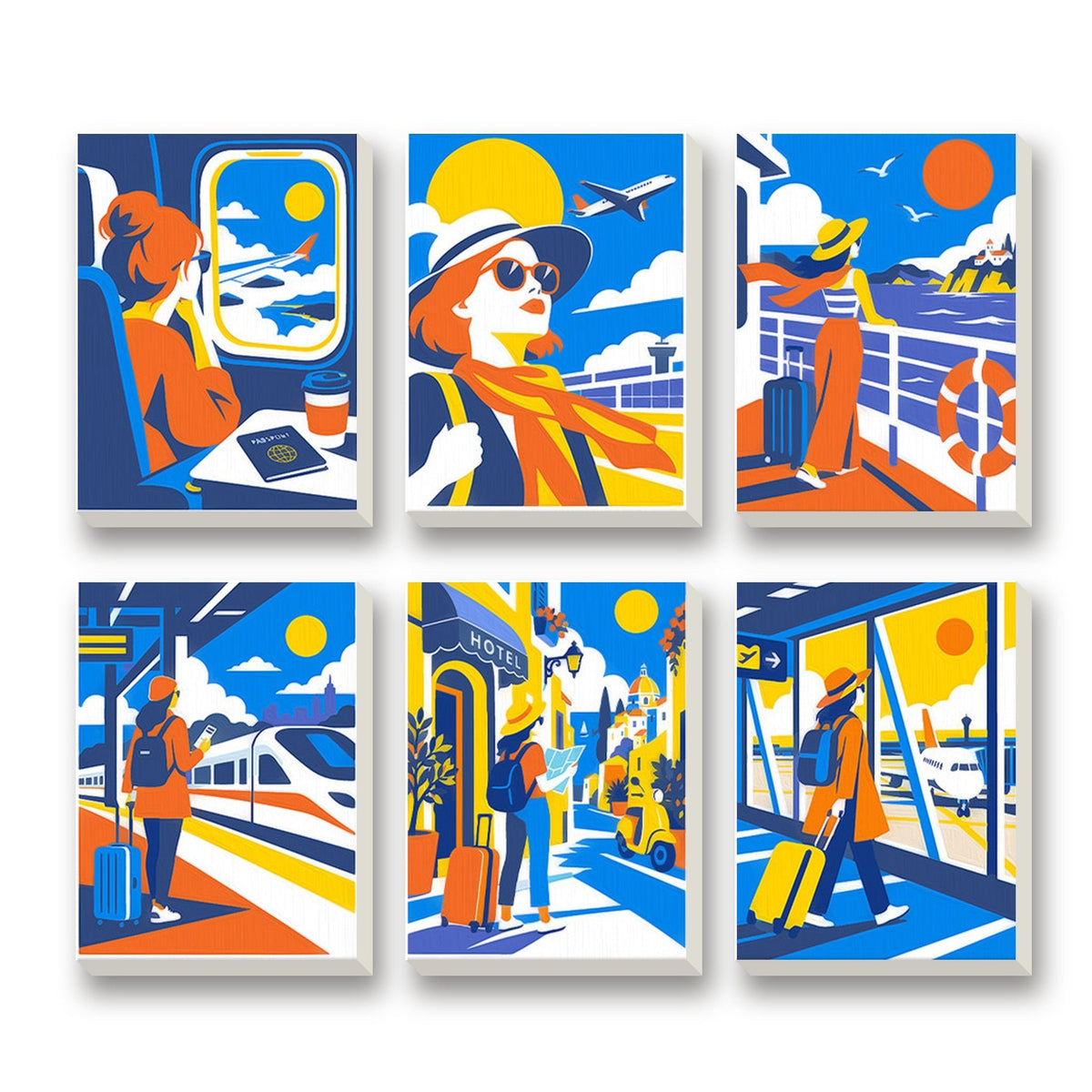 Wanderlust Journeys – set of 6 mini paint by numbers canvases