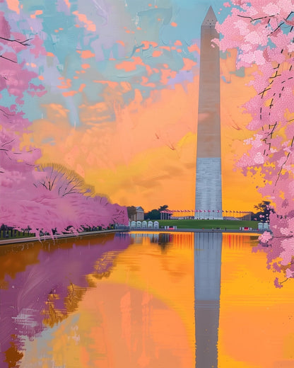 Washington Monument Sunset - USA - Judy Paint