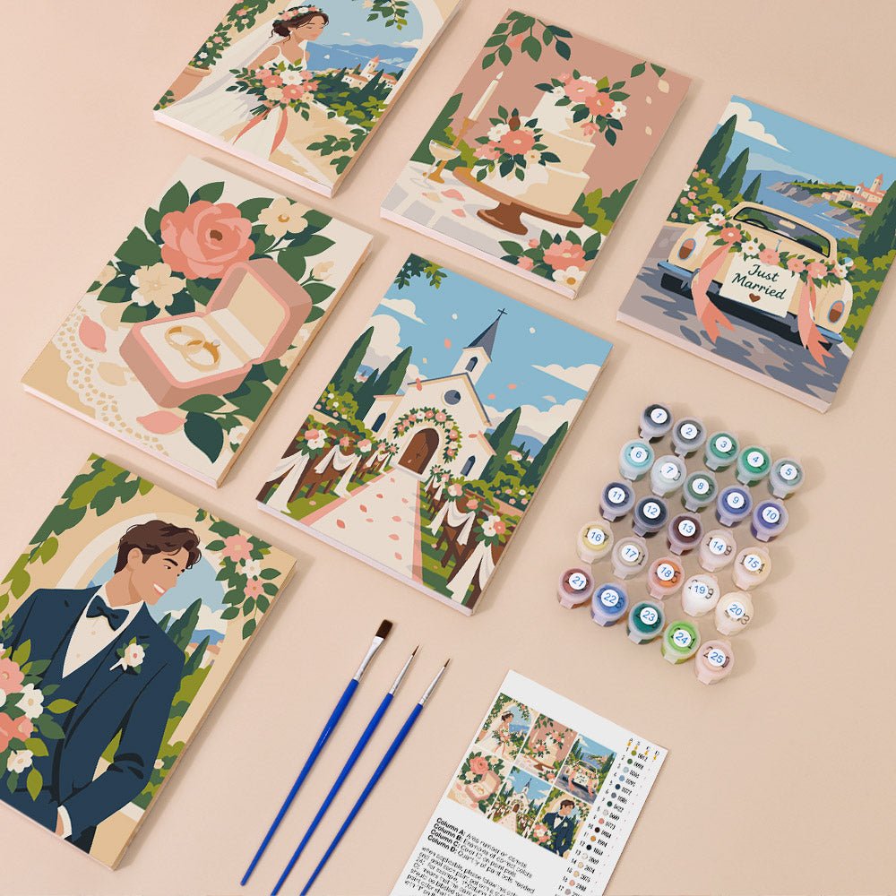 Everything in the Wedding Day mini painting kit