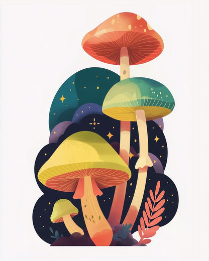 Whimsical Mushroom Forest - Minimalistic - Judy Paint