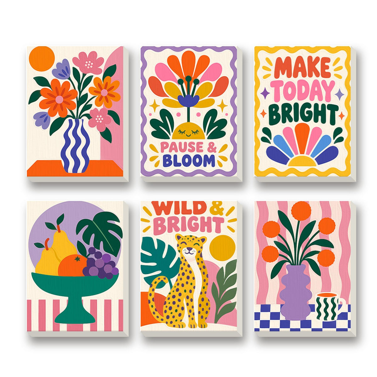 Wild and Bright – set of 6 mini paint by numbers canvases