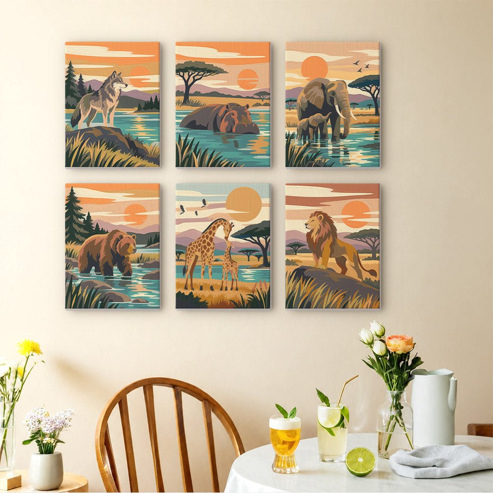 Wild Sunset Animals mini painting set