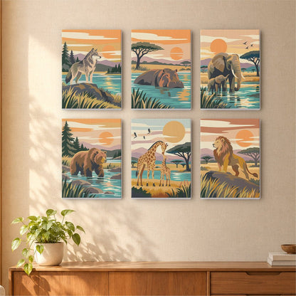 Wild Sunset Animals mini painting set