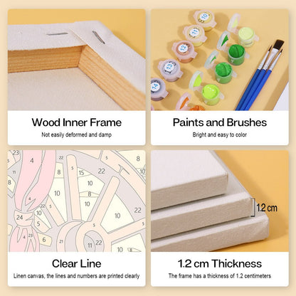 Wood inner frame, paints and brushes, clear lines, 1.2 cm thickness