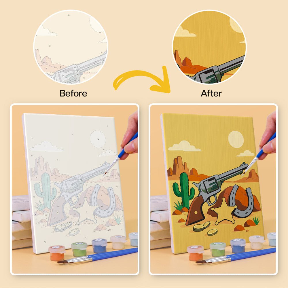 Before and after painting by numbers