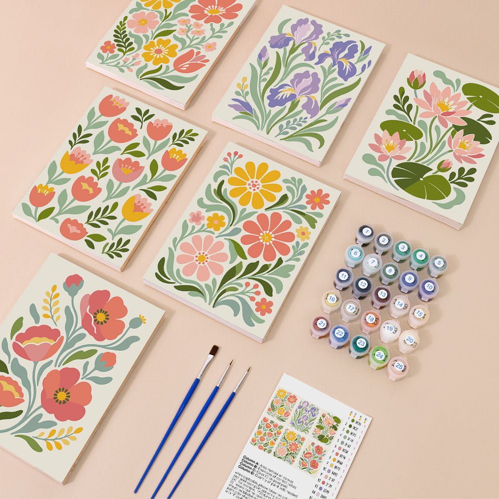 Everything in the Wildflower Meadow mini painting kit