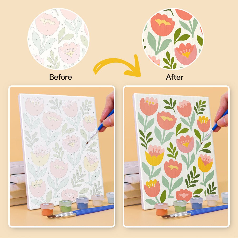 Before and after painting by numbers