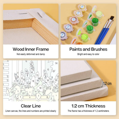 Wood inner frame, paints and brushes, clear lines, 1.2 cm thickness