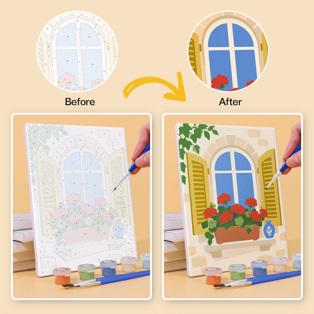 Before and after painting by numbers