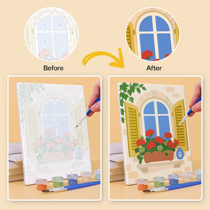 Before and after painting by numbers