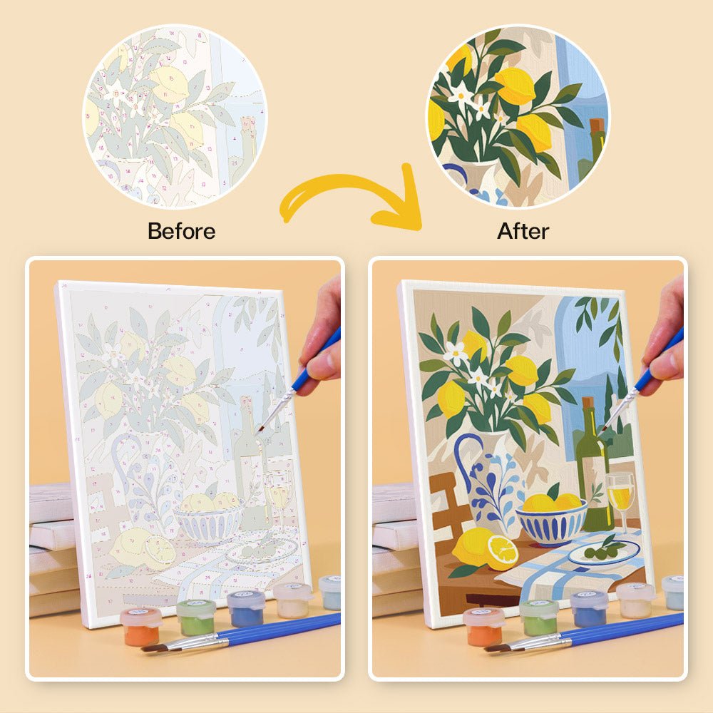 Before and after painting by numbers