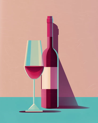 Wine Bottle and Glass - Minimalistic - Judy Paint
