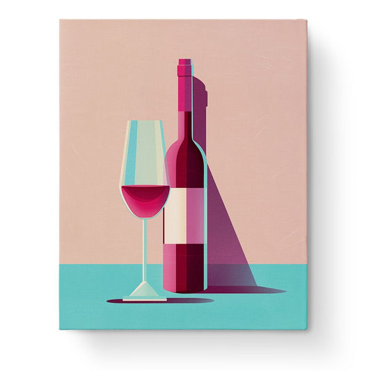 Wine Bottle and Glass - Minimalistic - Judy Paint