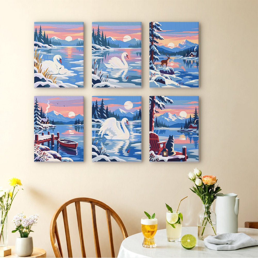 Winter Swan Lake mini painting set