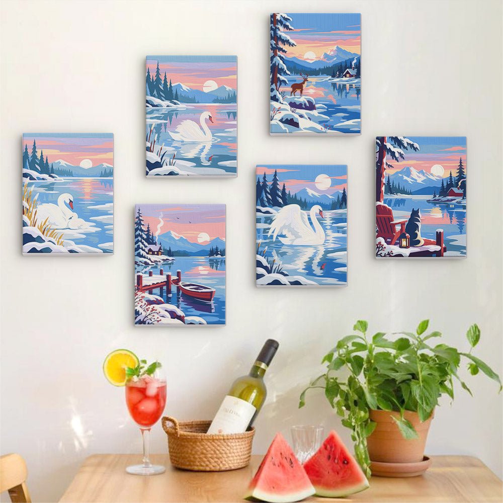 Winter Swan Lake mini painting set