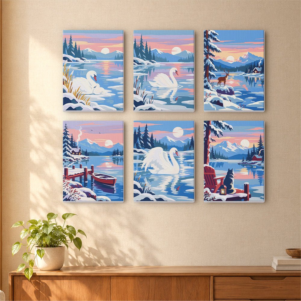 Winter Swan Lake mini painting set