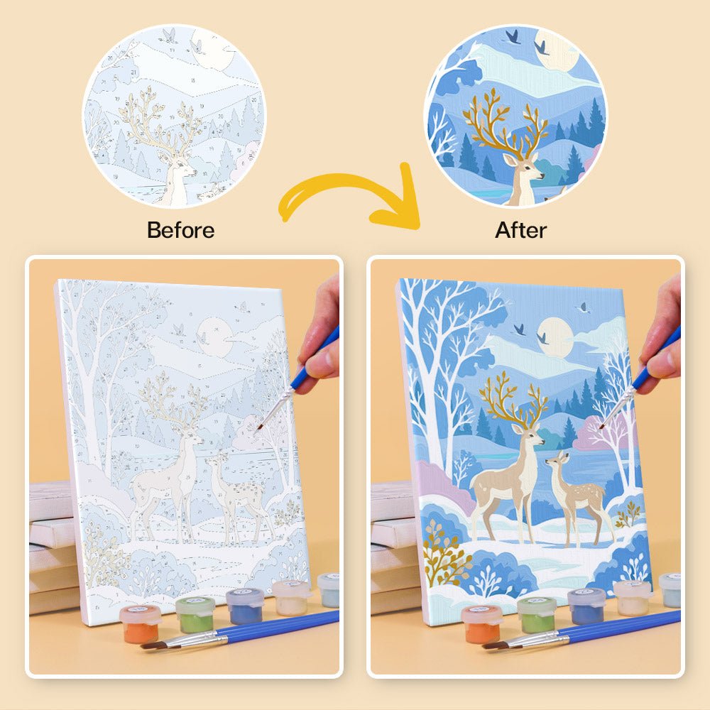 Before and after painting by numbers