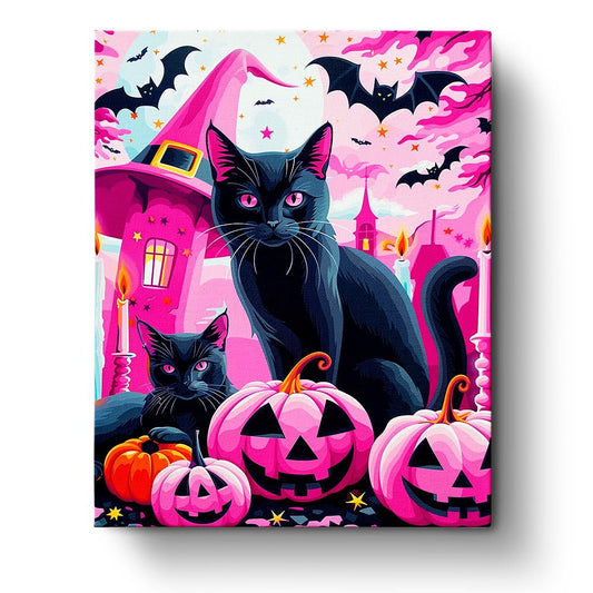 Witch's Cats and Pumpkins - Halloween - Judy Paint