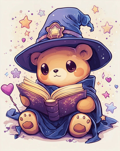 Wizard Teddy Bear Spellbook - Halloween - Judy Paint