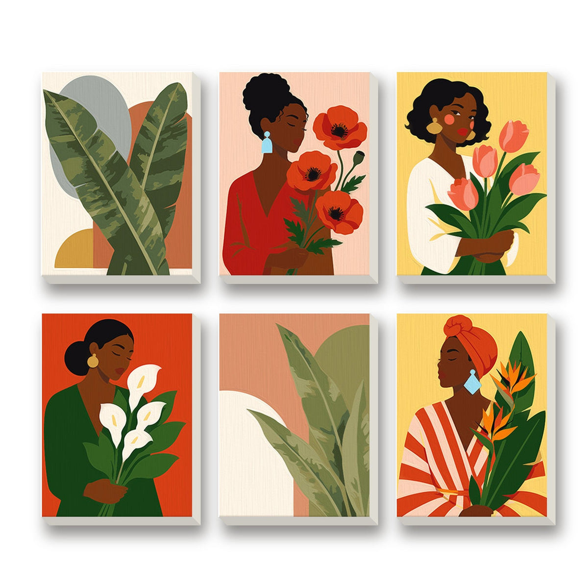 Women in Bloom – set of 6 mini paint by numbers canvases