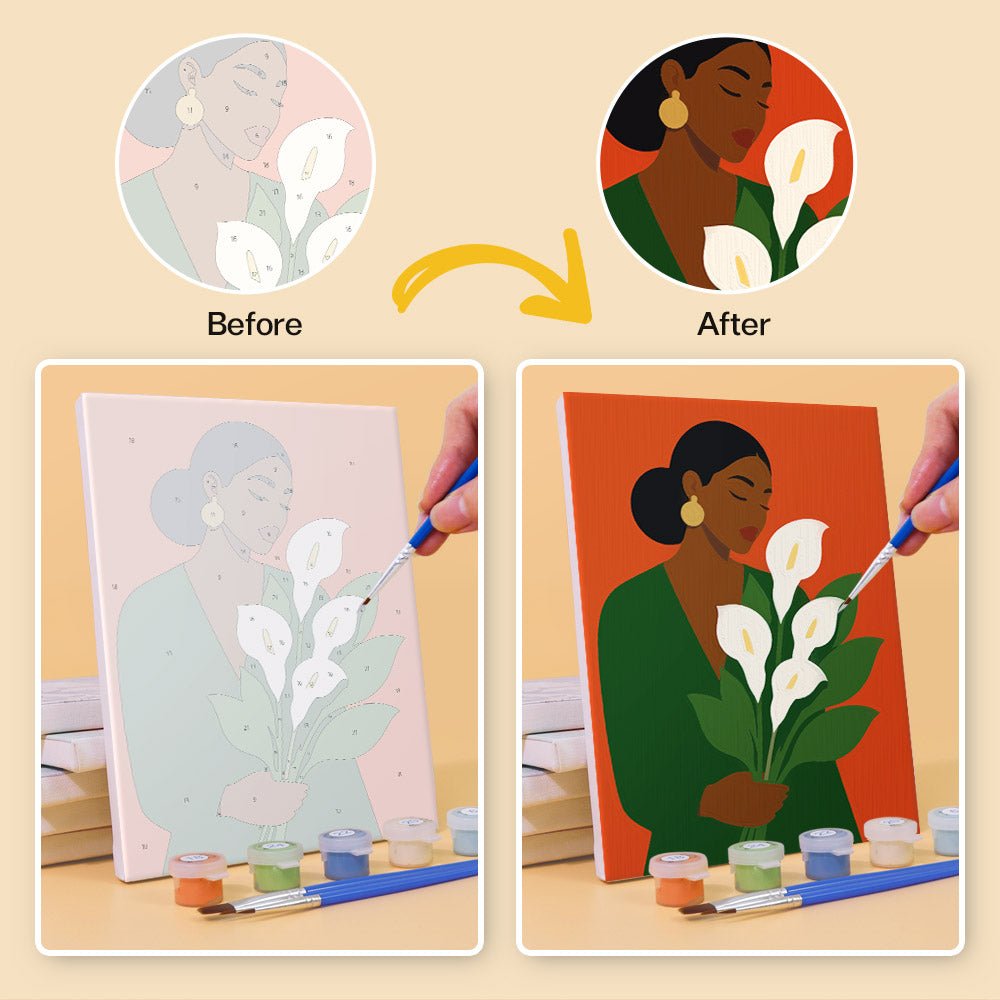Before and after painting by numbers