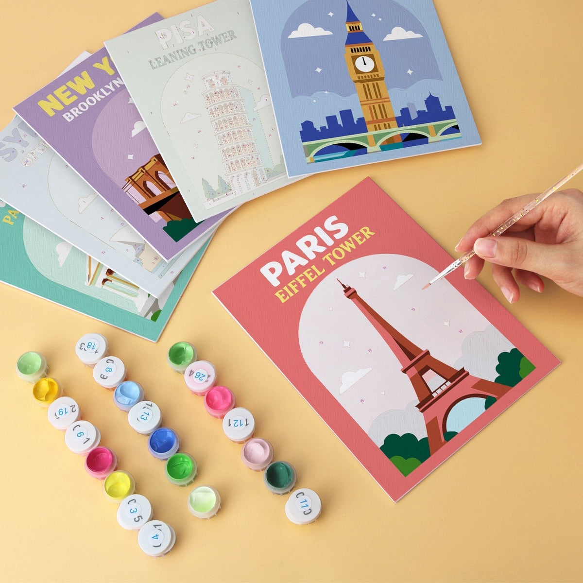 World Landmarks – Set of 6 Mini Paintings - Judy Paint