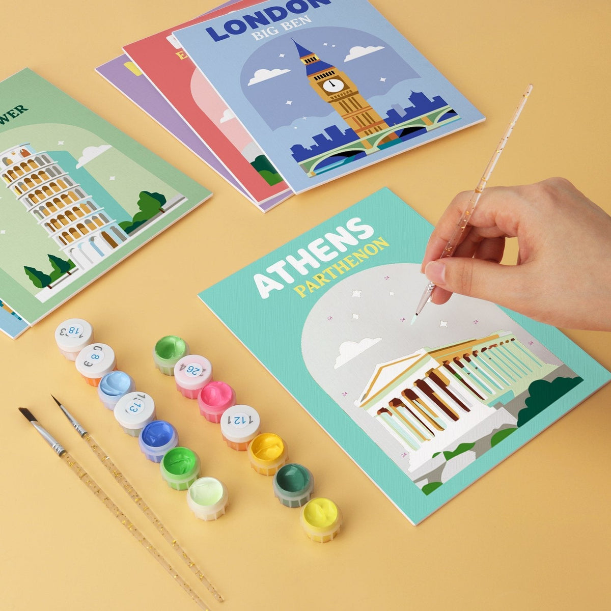 World Landmarks – Set of 6 Mini Paintings - Judy Paint