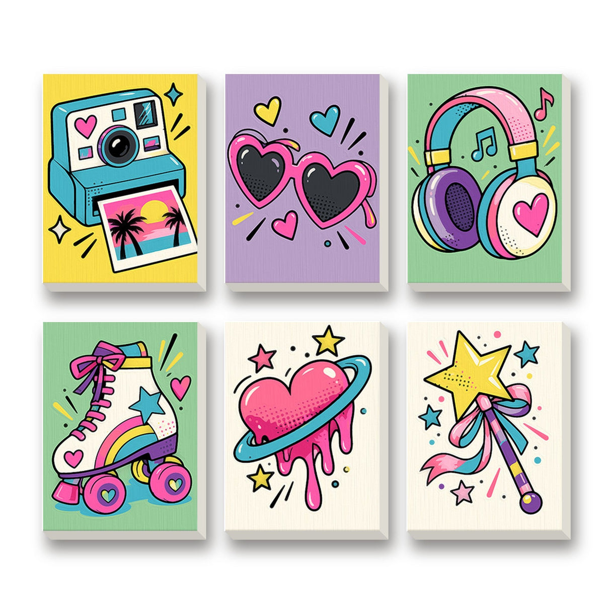Y2K Icons – set of 6 mini paint by numbers canvases